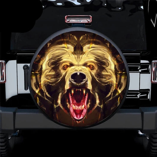 Bear Spare Tire Cover Bear Roar Glowing Art Graphic Tire Covers Brown