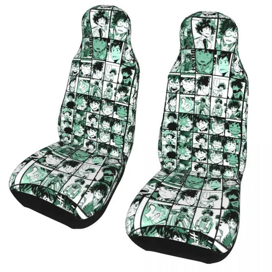 My Hero Academia Car Seat Covers My Hero Academia Izuku Midoriya Pattern Seat Covers Green
