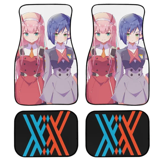 Darling In The Franxx Car Mats Zero Two And Ichigo Girls Graphic Car Floor Mats Red Blue