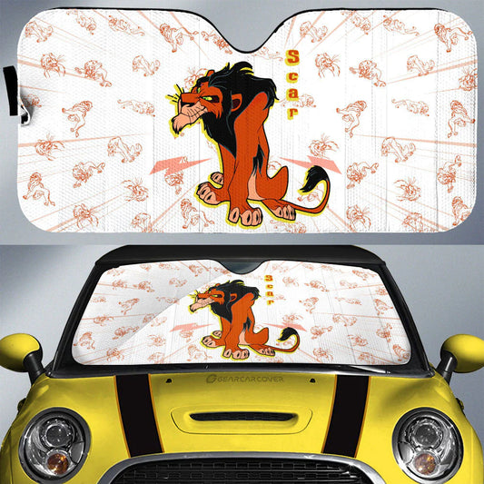 LK Car Sun Shade Scar All Poses Graphic Pattern Winshield Sun Shade White Brown