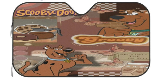 Scooby Doo Car Sun Shade Scooby Doo Groovy Graphic Pattern Winshield Sun Shade Brown