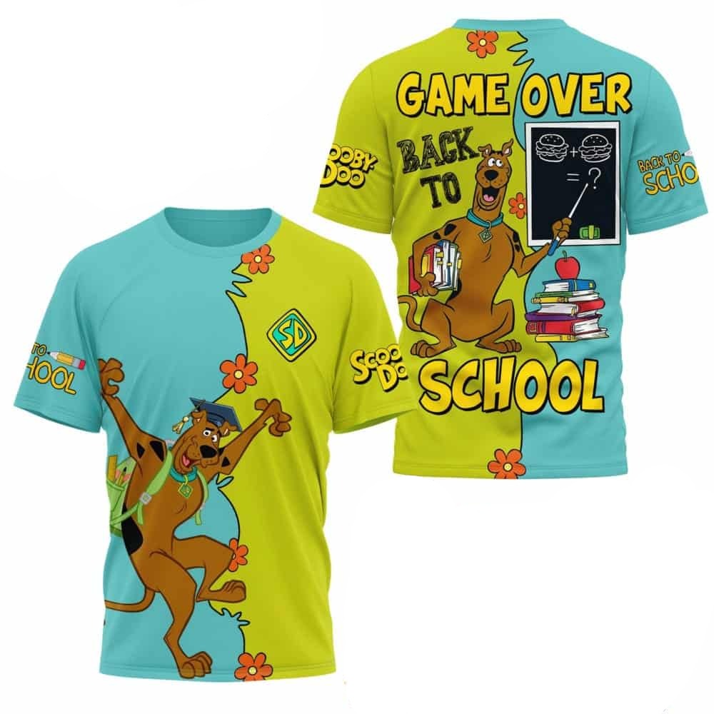 Scooby Doo T-shirt Scooby Doo Game Over Back To School T-shirt Blue Green Unisex