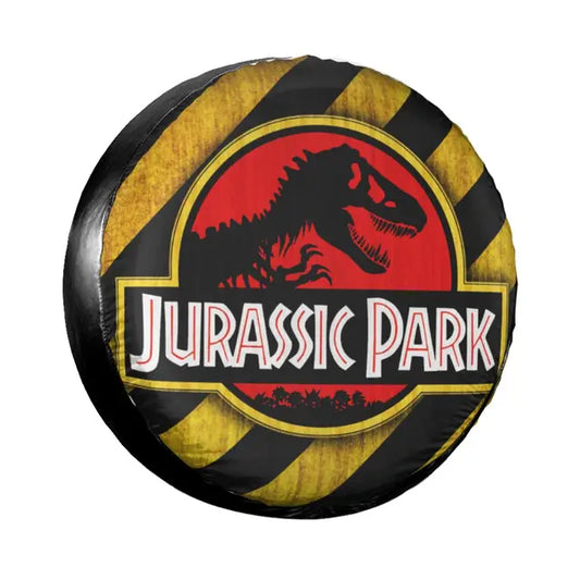 Jurassic Park Spare Tire Cover Jurassic Park Symbol Warning Sign Pattern Tire Covers Black Yellow