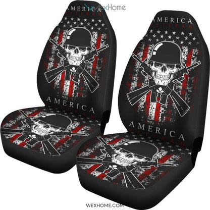 Veteran Car Seat Covers America Veteran Soldier Skull Seat Covers Black Red