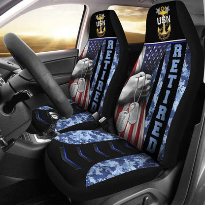 Veteran Car Seat Covers Veteran USN Dog Tag American Flag Seat Covers Blue