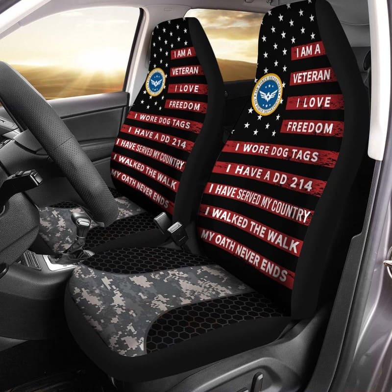 Veteran Car Seat Covers I Am A Veteran My Oath Never Ends Seat Covers Black