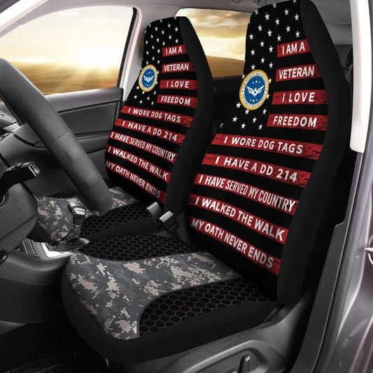 Veteran Car Seat Covers I Am A Veteran My Oath Never Ends Seat Covers Black