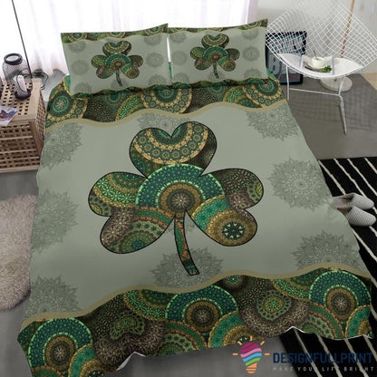 St Patrick Day Bedding Set St Patrick Day Clover Mandala Pattern Duvet Covers Green Unique Gift