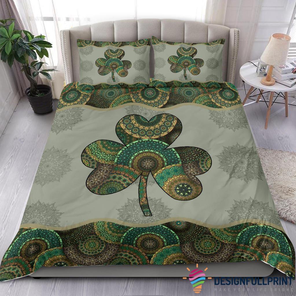 St Patrick Day Bedding Set St Patrick Day Clover Mandala Pattern Duvet Covers Green Unique Gift