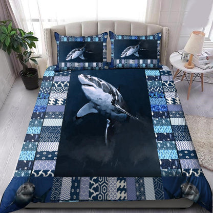 Shark Bedding Set Shark Graphic Decor Pattern Duvet Covers Blue Unique Gift