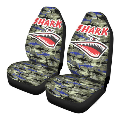 Shark Car Seat Covers Shark Face Teeth Pattern Seat Covers Gray