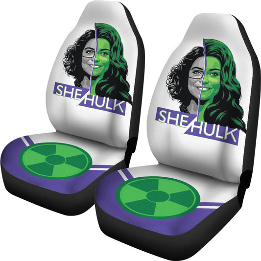 Hulk Car Seat Covers MV She Hulk Symbol Graphic Seat Covers White Green