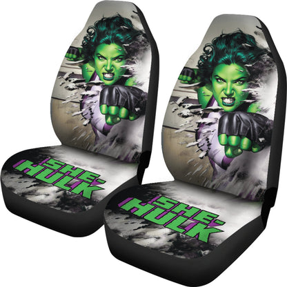 Hulk Car Seat Covers MV She Hulk Graphic Seat Covers Gray Green