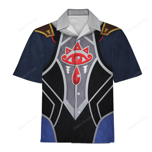 Legend Of Zelda Hawaii Shirt Legend Of Zelda Sheik Suit Costume Hawaiian Shirt Black Gray Unisex