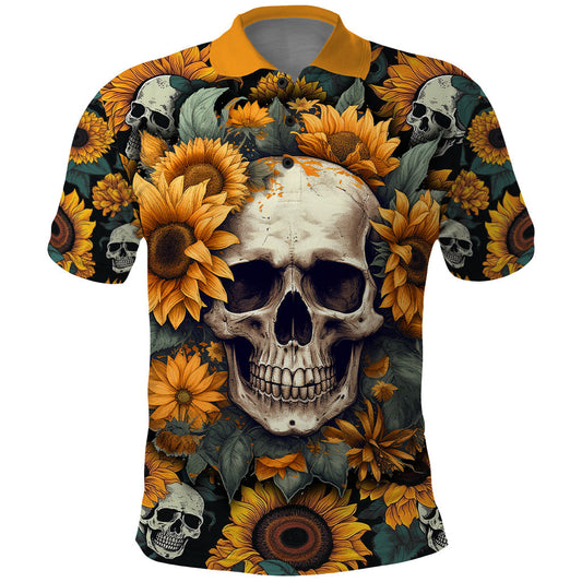 Skull Polo Shirt Shine Like A Sunflower Skull Boys Polo Shirts Yellow