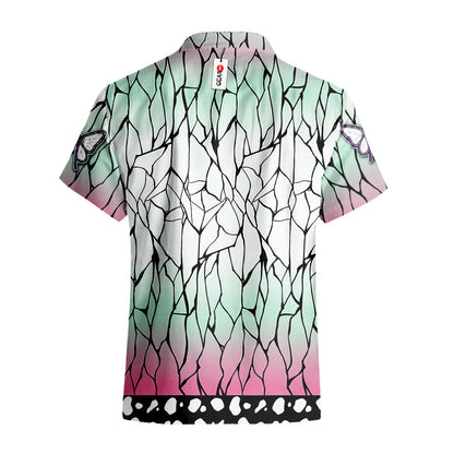 Demon Slayer Hawaii Shirt Demon Slayer Shinobu Kocho Haori Pattern Hawaiian Shirt Green Pink Unisex