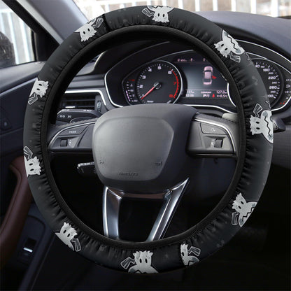 PKM Steering Wheel Cover PKM Shiny Mimikyu Pattern Driving Wheel Cover Black