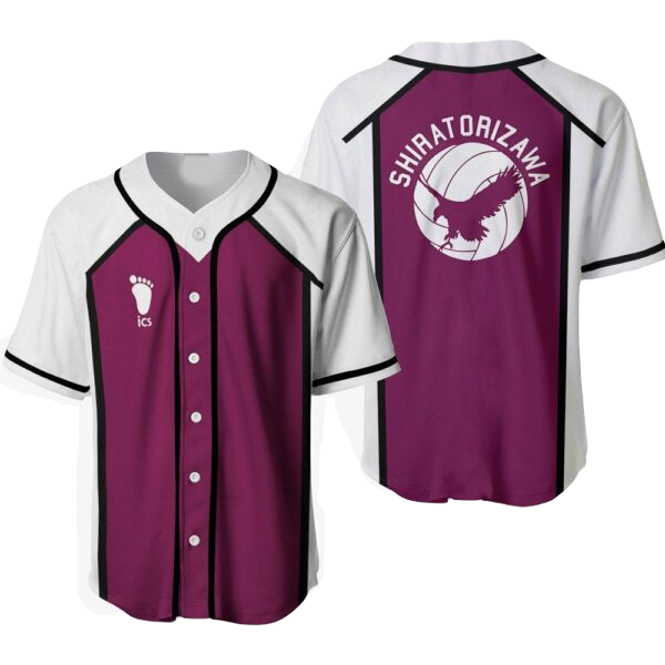 Haikyuu Baseball Jersey Shiratorizawa Haikyuu Jersey Shirt White Purple Unisex Adult New Release