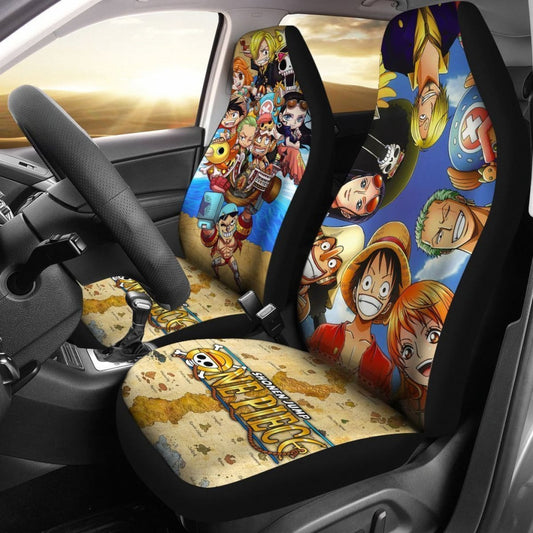 One Piece Car Seat Covers Straw Hat Team One Piece Map Seat Covers Colorful