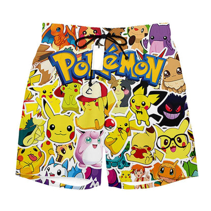 PKM Shorts All Types PKM Sticker Pattern Beach Shorts Yellow