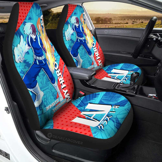 My Hero Academia Car Seat Covers Hero Shoto Todoroki Graphic Seat Covers Blue