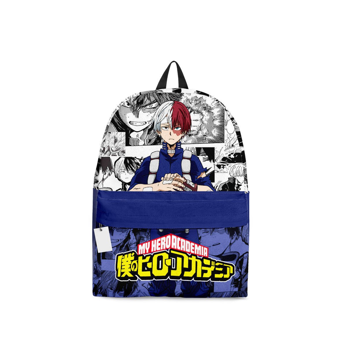 My Hero Academia Backpack Shoto Todoroki Manga Pattern Backpacks Gray Blue