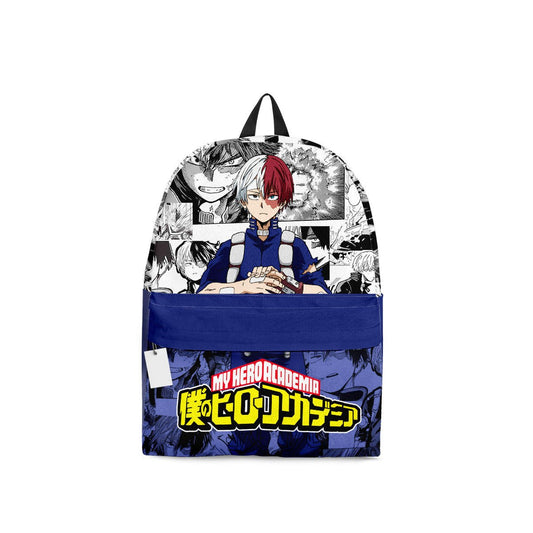 My Hero Academia Backpack Shoto Todoroki Manga Pattern Backpacks Gray Blue