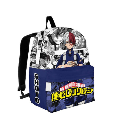 My Hero Academia Backpack Shoto Todoroki Manga Pattern Backpacks Gray Blue