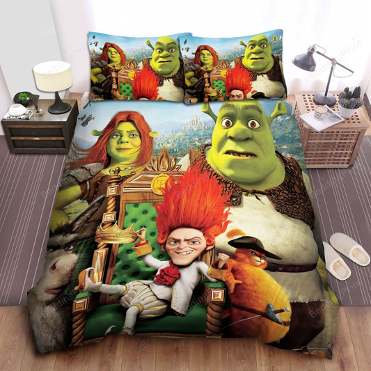 Shrek Bedding Set Shrek Ogre Couple And Rumpelstiltskin Duvet Covers Colorful Unique Gift