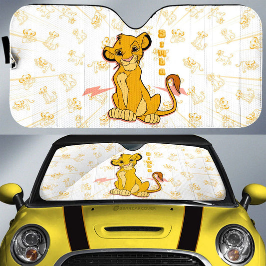 LK Car Sun Shade Simba All Poses Graphic Pattern Winshield Sun Shade White Yellow