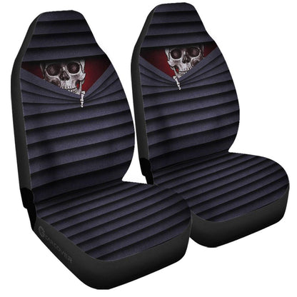 Skull Car Seat Covers Skull Behind You Graphic Seat Covers Black