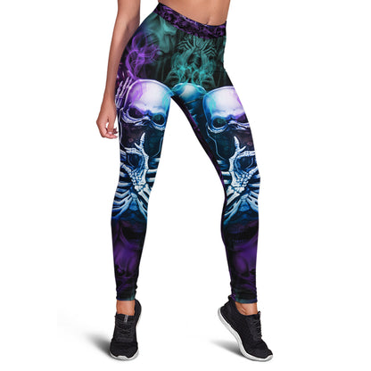 Skull Leggings Skull Neither Hear Nor See High Waisted Legging Black Blue For Women