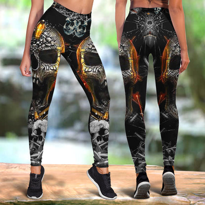 Skull Leggings Skull Broken Glass Bullet High Waisted Legging Black For Women