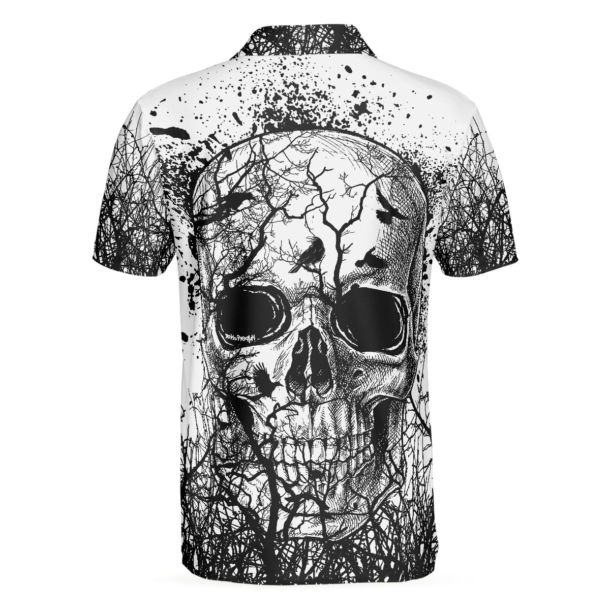 Skull Polo Shirt Skull Crow Dark Forrest Boys Polo Shirts Black White