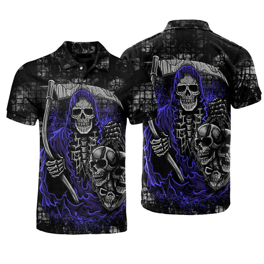 Skull Polo Shirt Skull Of Death Halloween Boys Polo Shirts Black Purple