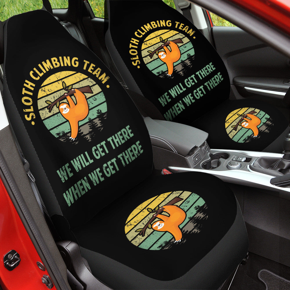 Sloth Car Seat Covers Sloth Climbing Team We Will Get There Seat Covers Black