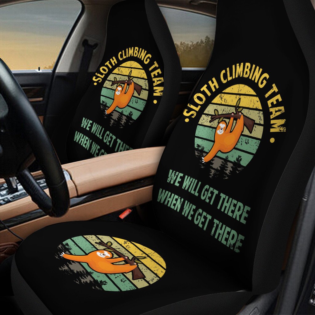 Sloth Car Seat Covers Sloth Climbing Team We Will Get There Seat Covers Black