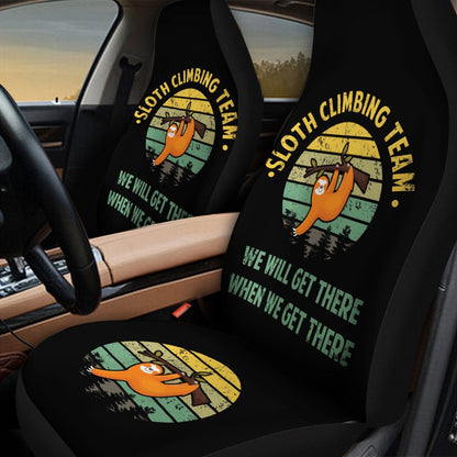Sloth Car Seat Covers Sloth Climbing Team We Will Get There Seat Covers Black