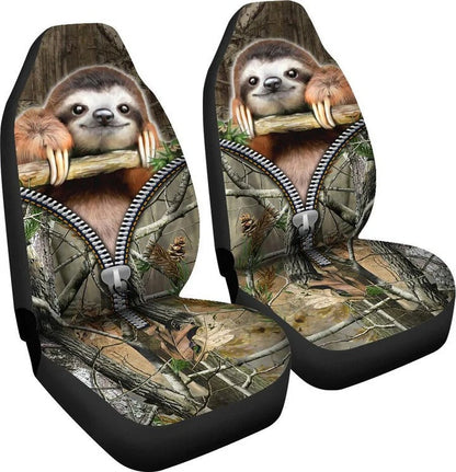 Sloth Car Seat Covers Sloth Wood Zipper Pattern Seat Covers Brown