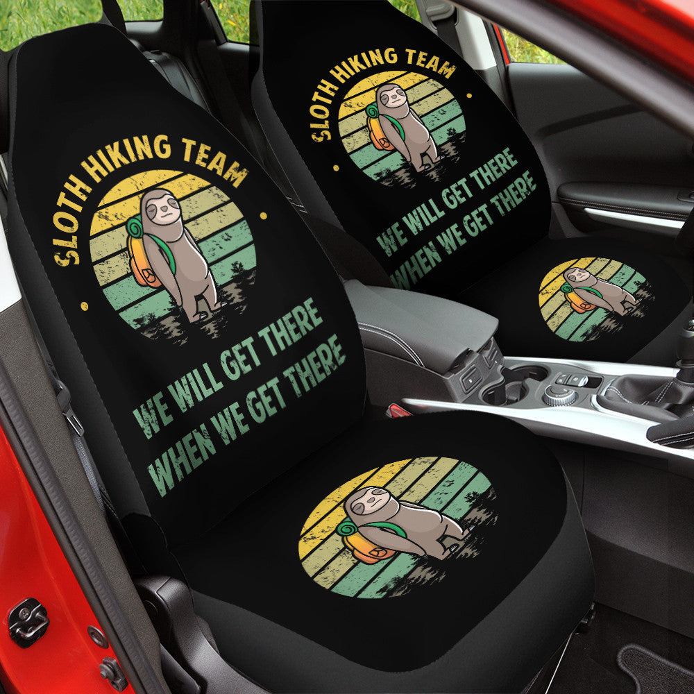 Sloth Car Seat Covers Sloth Hiking Team We Will Get There Seat Covers Black