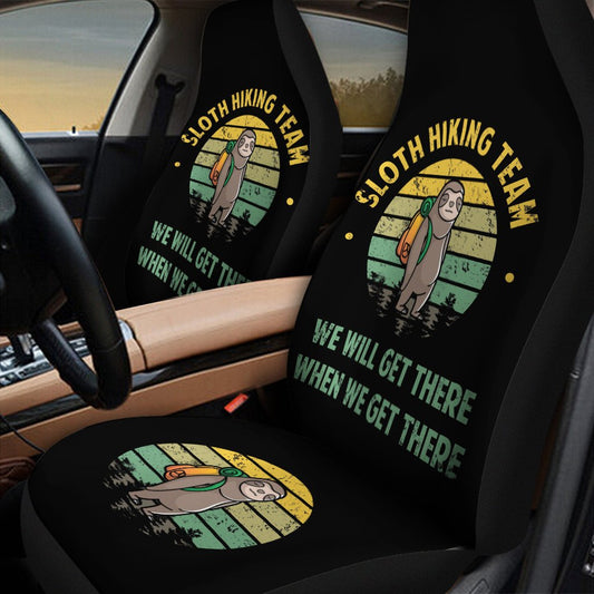 Sloth Car Seat Covers Sloth Hiking Team We Will Get There Seat Covers Black