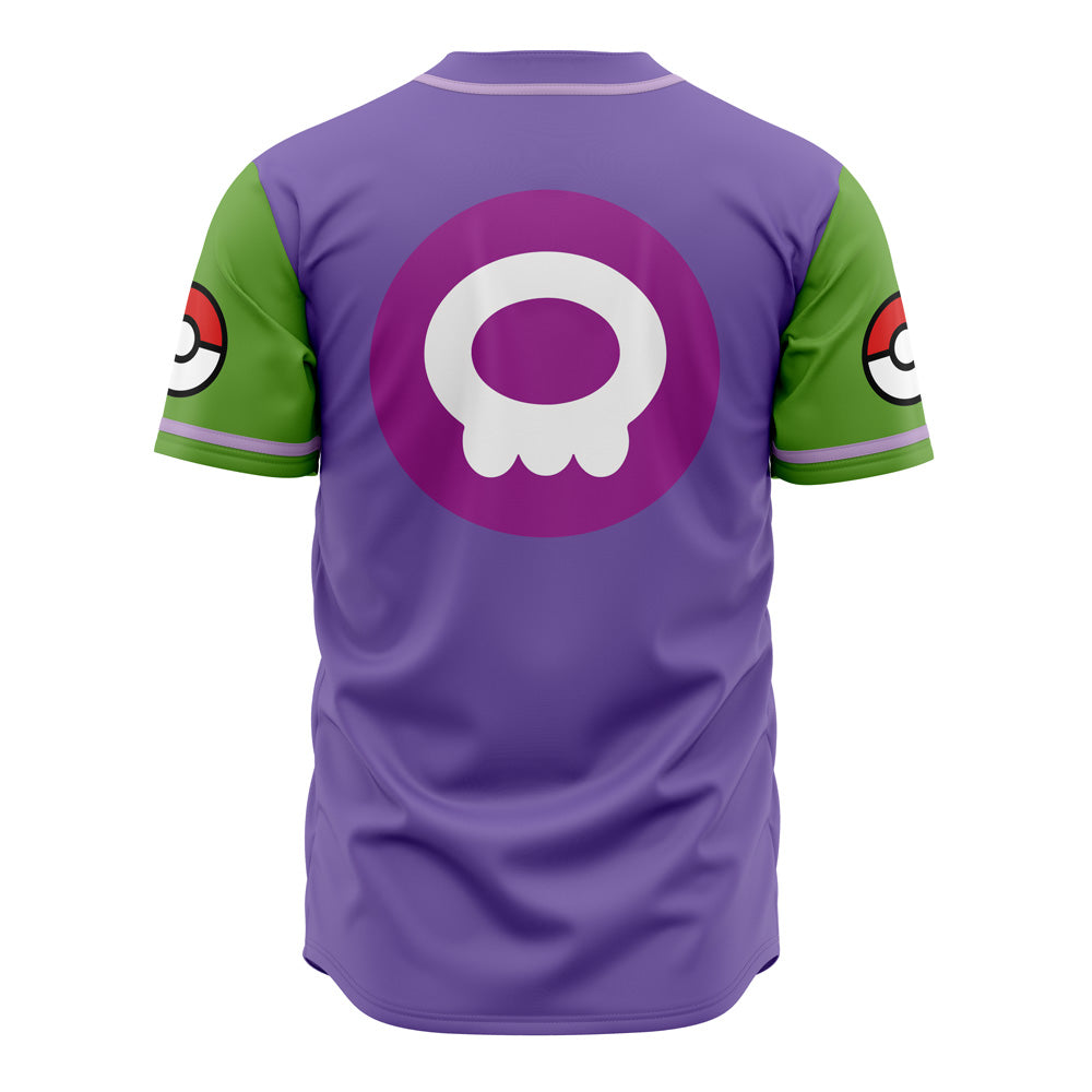 PKM Baseball Jersey PKM Poison Type Sludge Waves Skill Jersey Shirt Purple Green Unisex