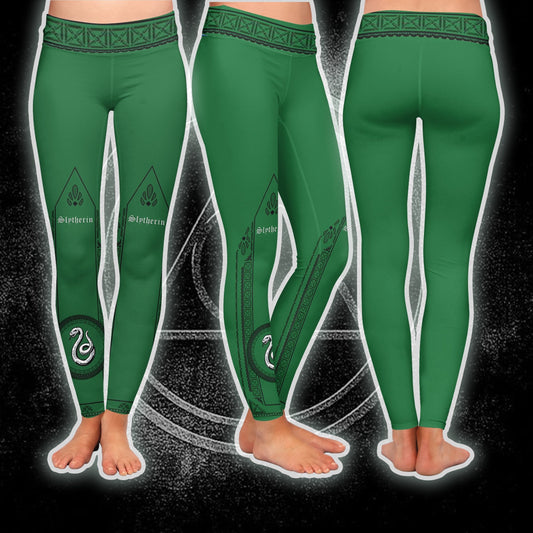 HP Leggings The Slytherin House Flag High Waisted Legging Green For Women