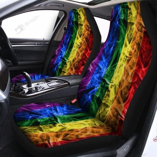 LGBT Car Seat Covers Smoke LGBT Flag Pattern Seat Covers Colorful