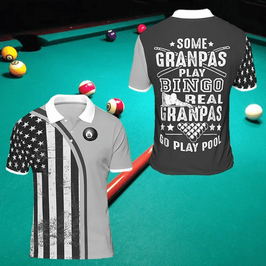 Billard Polo Shirt Real Grandpas Go Play Pool Boys Polo Shirts Black Gray