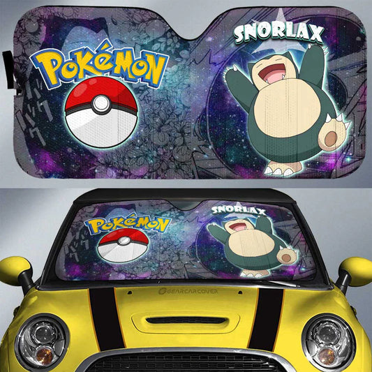 PKM Car Sun Shade Snorlax Pokeball Galaxy Pattern Winshield Sun Shade Blue