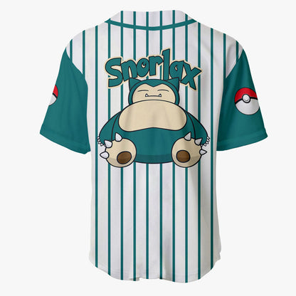 PKM Baseball Jersey PKM Snorlax Sleepiing Graphic Jersey Shirt White Green Unisex