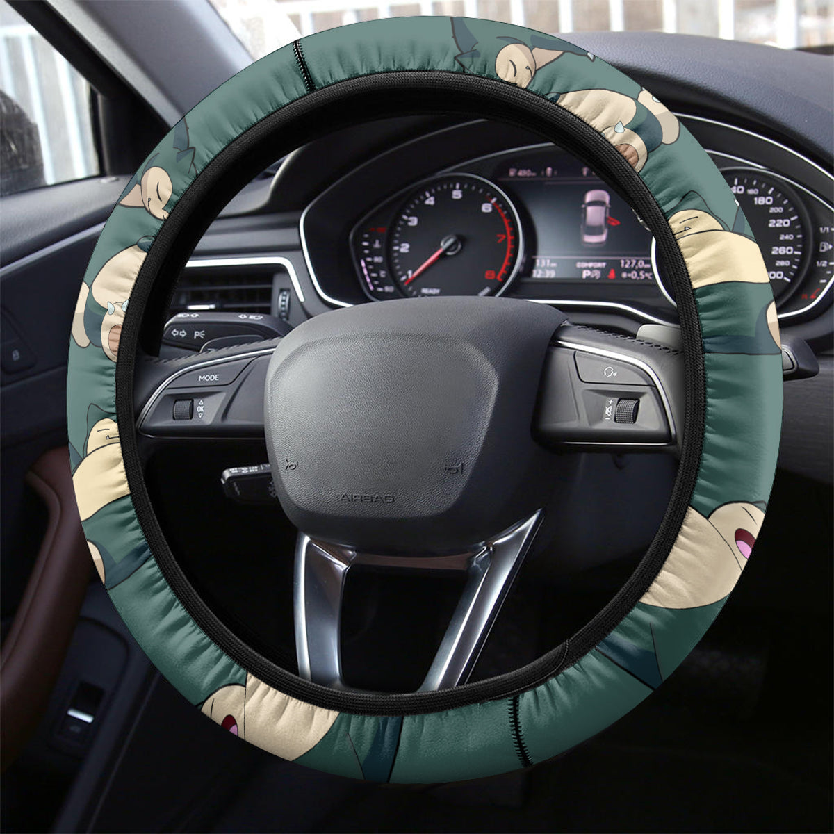 PKM Steering Wheel Cover PKM Normal Type Snorlax Pattern Driving Wheel Cover Blue White