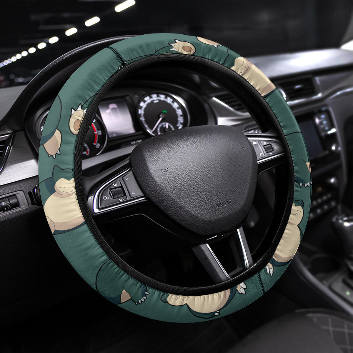 PKM Steering Wheel Cover PKM Normal Type Snorlax Pattern Driving Wheel Cover Blue White