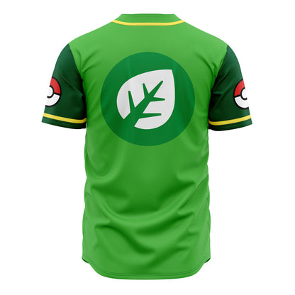 PKM Baseball Jersey PKM Grass Type Solar Beams Skill Jersey Shirt Green Unisex